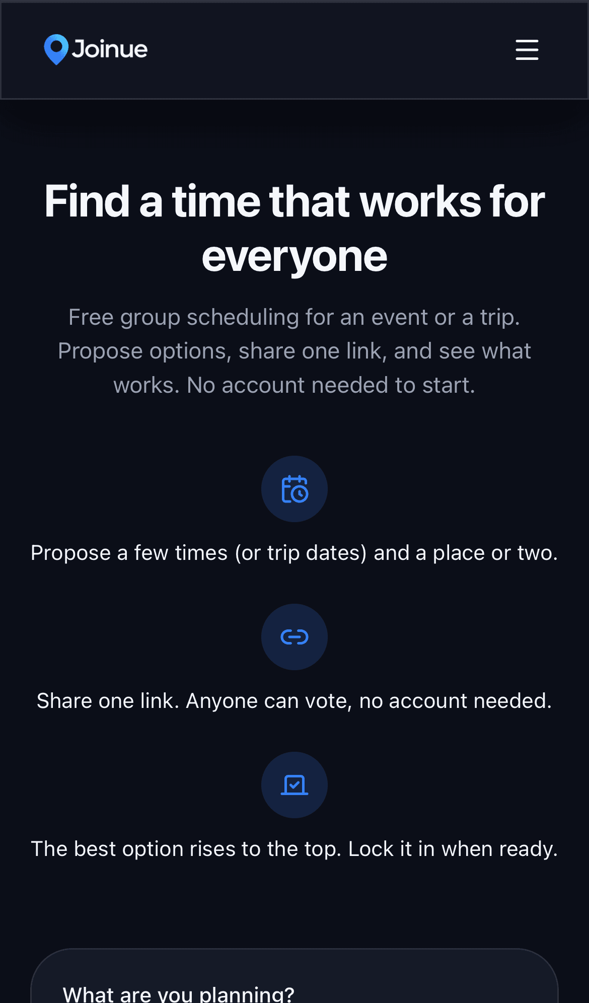 A coordination poll showing time options and votes