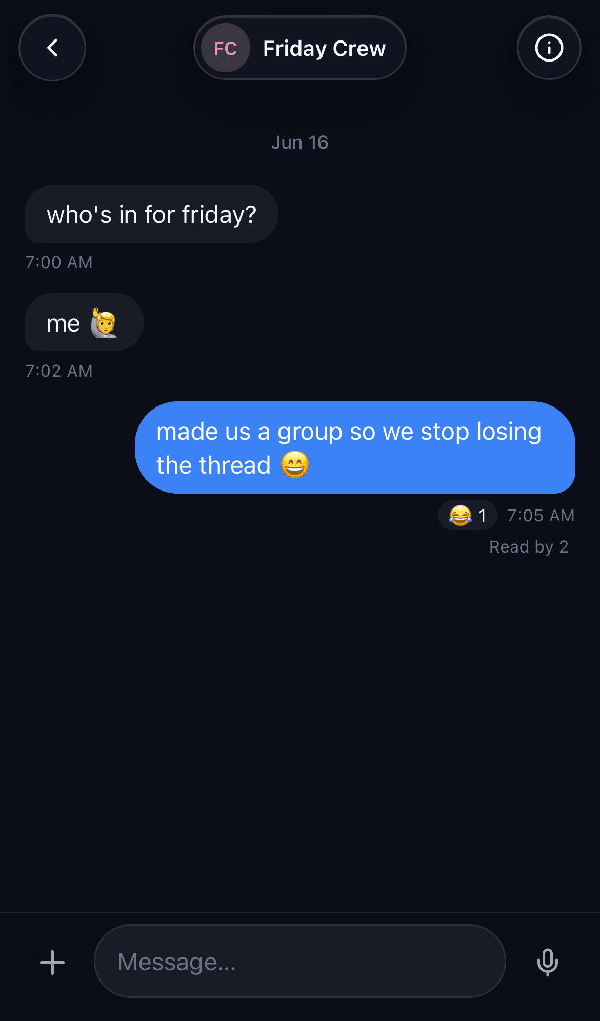 A Talk conversation with messages and a composer